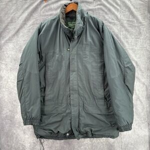 LL Bean Jacket Mens L Tall Black Parka Heavy Coat Nylon Warm Winter